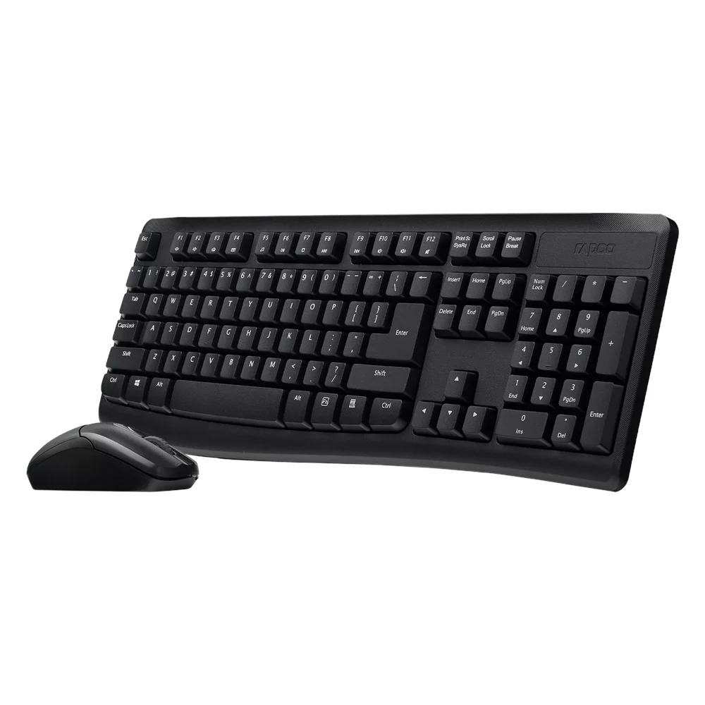 Rapoo X1800 Pro Wireless Keyboard & Mouse Combo, Wireless via USB-A Dongle, 100% Keyboard Layout, Spill-resistant design 1000 DPI Optical Mouse Sensor, Up to 12 months Battery Life, Black, 1 Year Warranty | 12002