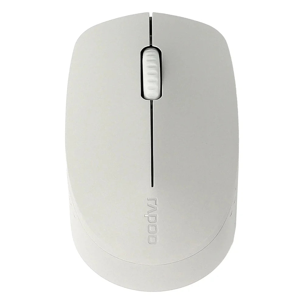 Rapoo M100 Silent Multi-Mode Wireless Mouse, 1300 DPI Optical Sensor, 3 (Left/Right-click, Middle click/scroll wheel) Buttons, Ambidextrous Design, Up to 9 months Battery Life, Light Grey, 1 Year Warranty | 18185