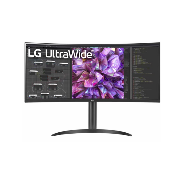 شاشة LG 34WQ75C-B مقاس 34 بوصة QHD (3440 × 1440) منحنية فائقة الاتساع، HDMI، DP، RJ-45، USB-C، إمالة/ارتفاع، قابلة للتعديل، ضمان سنة واحدة | 34WQ75C-B