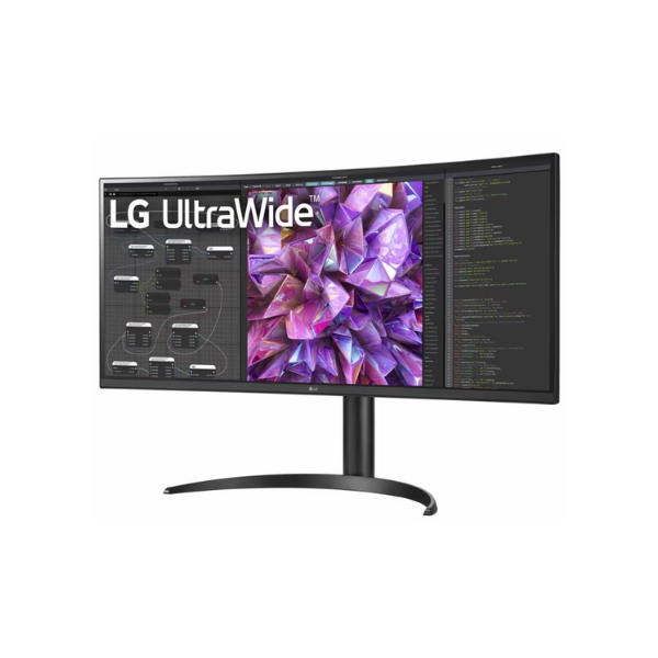 شاشة LG 34WQ75C-B مقاس 34 بوصة QHD (3440 × 1440) منحنية فائقة الاتساع، HDMI، DP، RJ-45، USB-C، إمالة/ارتفاع، قابلة للتعديل، ضمان سنة واحدة | 34WQ75C-B