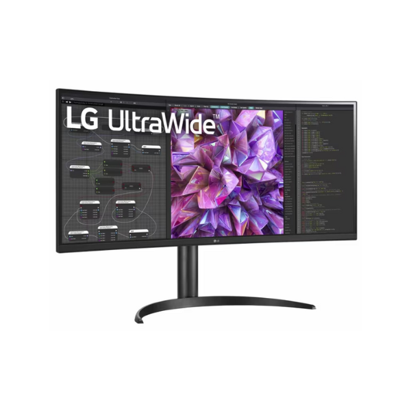 شاشة LG 34WQ75C-B مقاس 34 بوصة QHD (3440 × 1440) منحنية فائقة الاتساع، HDMI، DP، RJ-45، USB-C، إمالة/ارتفاع، قابلة للتعديل، ضمان سنة واحدة | 34WQ75C-B