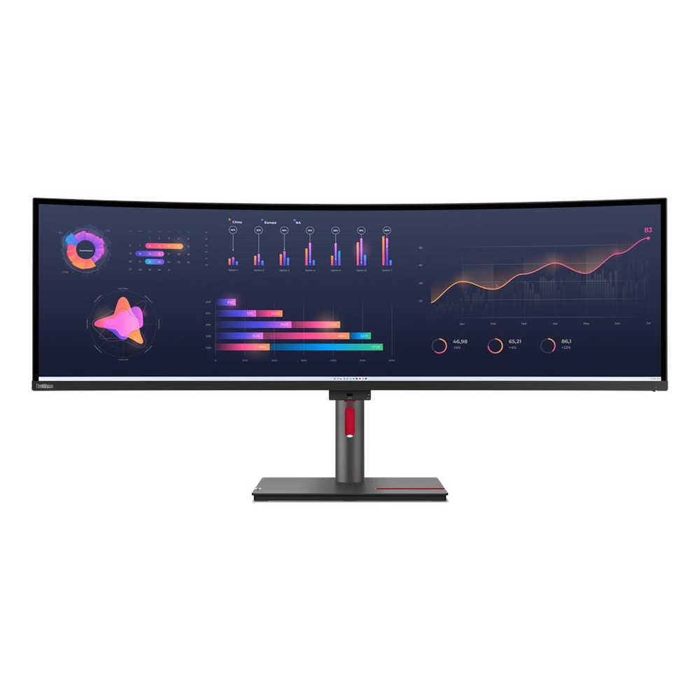 Lenovo ThinkVision P49w-30 49" 5K (5120 x 1440) Curved Monitor, Anti-glare, USB-C, HDMI, DP, RJ45, Height/Tilt/Swivel, Adjustable, Built In Speakers, 3 Year Warranty | 63DBRAT1UK