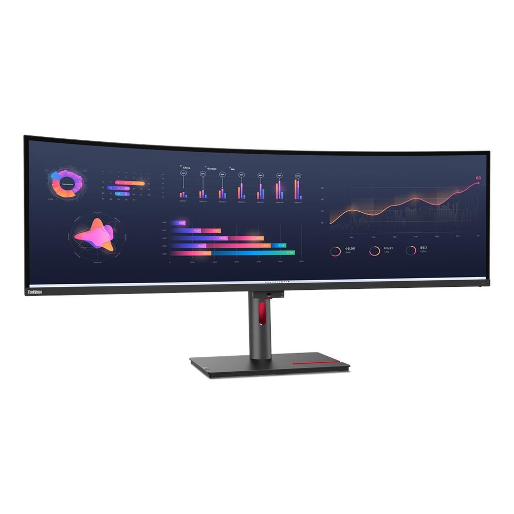Lenovo ThinkVision P49w-30 49" 5K (5120 x 1440) Curved Monitor, Anti-glare, USB-C, HDMI, DP, RJ45, Height/Tilt/Swivel, Adjustable, Built In Speakers, 3 Year Warranty | 63DBRAT1UK