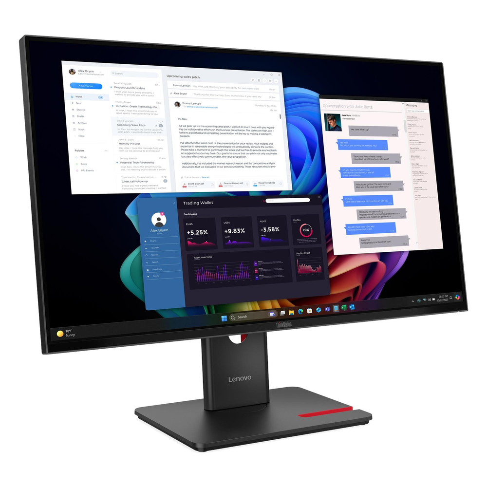 شاشة Lenovo ThinkVision T27UD-40 مقاس 27 بوصة UHD (3840 x 2160)، مضادة للتوهج، USB-C، HDMI، DP، RJ45، إمالة/دوران/محور قابل للتعديل، ضمان 3 سنوات | 64AFGAT2UK