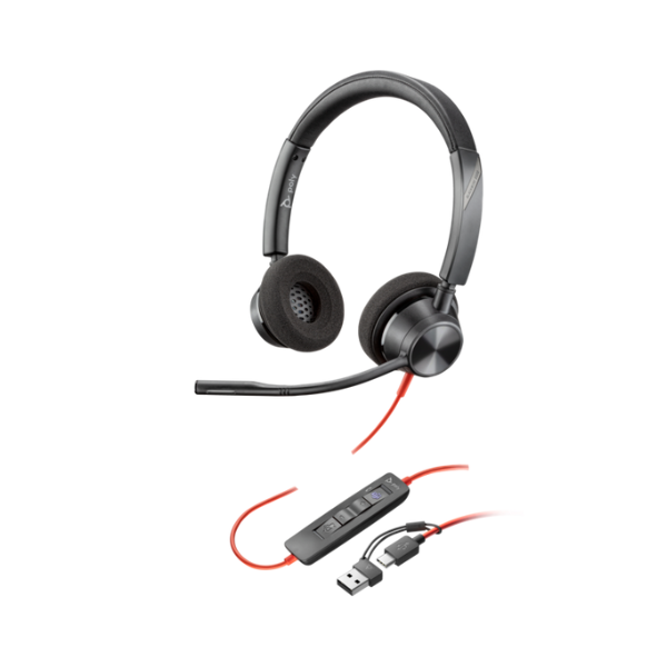 محول POLY Blackwire 3320 Stereo Microsoft Teams Certified USB-C Headset +USB-C/A | 8X220AA
