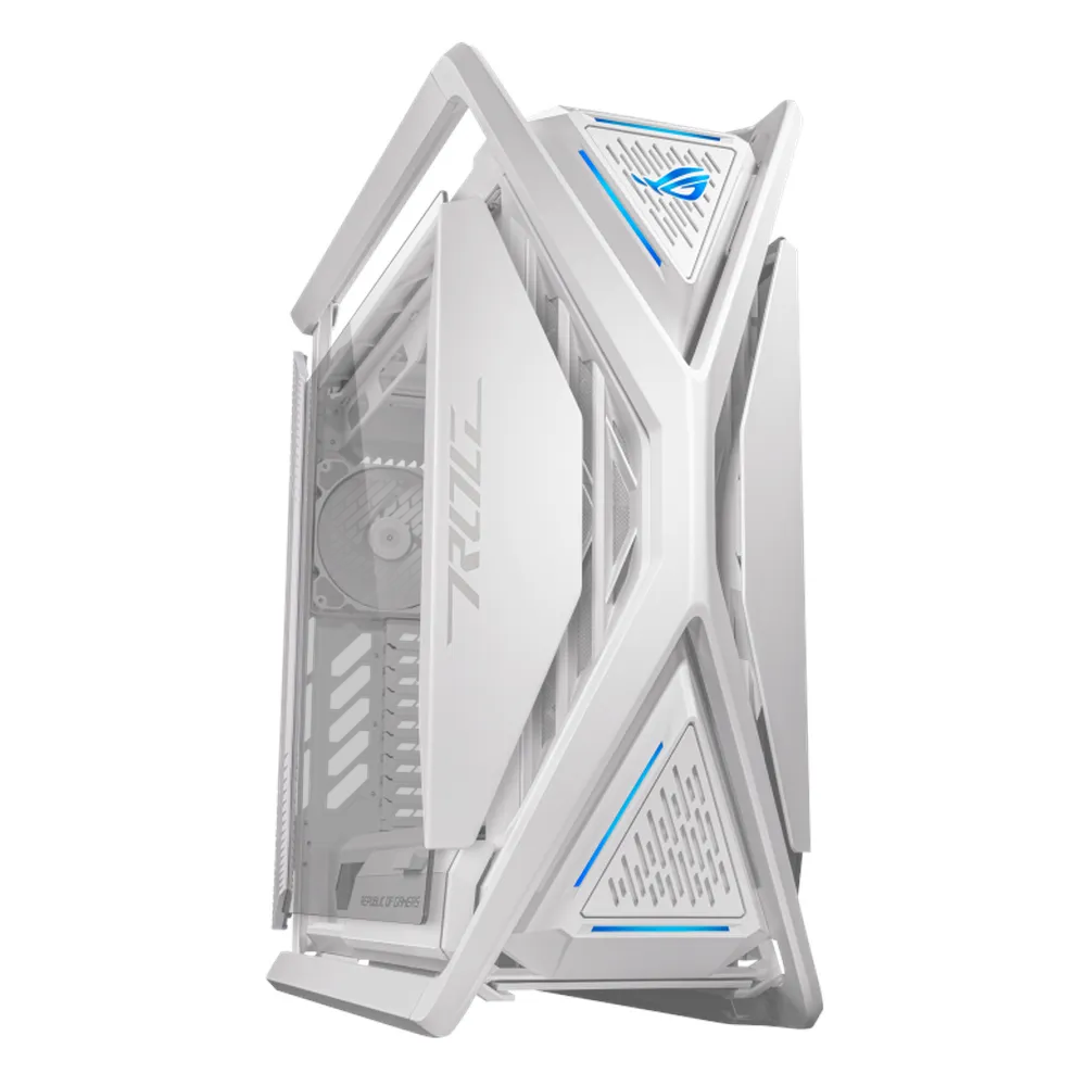 كيس كمبيوتر Asus ROG Hyperion GR701 E-ATX، Tempered Glass Left & Right Panels، يستوعب كرت شاشة حتى 460mm، 4 × 140 mm (PWM) Fans with AR GB Fan Hub، USB 3.2 Gen 2 & 60W fast charging، أبيض، ضمان سنة واحدة | 90DC00F3-B39000