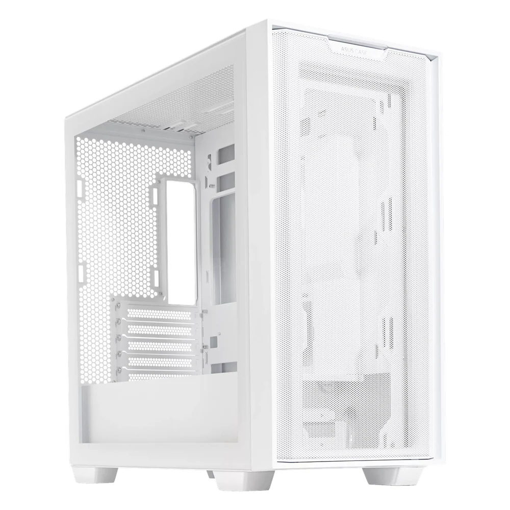 Asus A21 mATX PC Case, Tempered Glass Panel, 380mm GPU Support, USB 3.2 Gen 1, Ample Cable Management, White, 1 Year Warranty | 90DC00H3-B09010