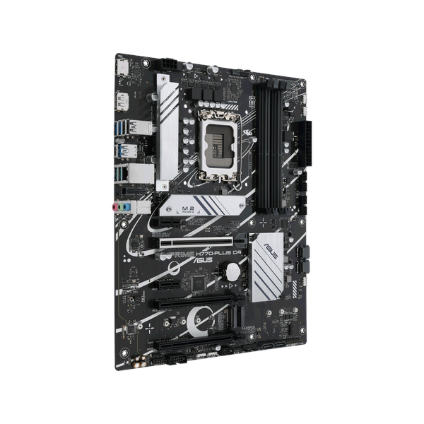 لوحة أم Asus PRIME H770-PLUS D4، مقبس LGA 1700، مقاس ATX، ذاكرة DDR4، PCIe 5.0 مع SafeSlot Core+، USB 10 GBps، HDMI، DisplayPort، إيثرنت Realtek 2.5 GB With Asus LANGuard، إضاءة Aura Sync، ضمان سنة واحدة | 90MB1CU0-M0NA00