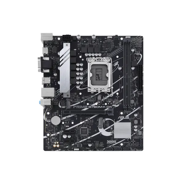 Asus PRIME B760M-K D4 Motherboard, LGA 1700 Socket, mATX Form Factor, DDR4 Ram, PCIe 4.0, USB 3.2 Gen 1, HDMI, VGA, Realtek 2.5 GB Ethernet, Asus 5X Protection III, Aura Sync R GB Lighting, 1 Year Warranty | 90MB1DS0-M1EAY0