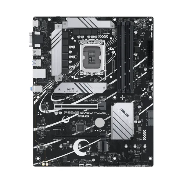 Asus PRIME B760-Plus Motherboard, LGA 1700 Socket, ATX Form Factor, DDR5 Ram, PCIe 5.0, USB 3.2 Gen 2, HDMI, DisplayPort, VGA, Realtek 2.5 GB Ethernet, Asus 5X Protection III, Aura Sync, 1 Year Warranty | 90MB1EF0-M1EAY0