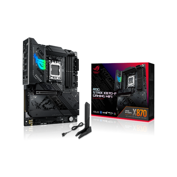 Asus ROG STRIX X870-F GAMING WiFi Motherboard, AM5 Socket, ATX Form Factor, DDR5 Ram, PCIe 5.0 With SafeSlot Core+, Wi-Fi 7, Bluetooth v5.4, Thunderbolt 4, HDMI, DisplayPort, Intel 2.5 GB Ethernet With Asus LANGuard, Aura Sync, 1 Year Warranty |