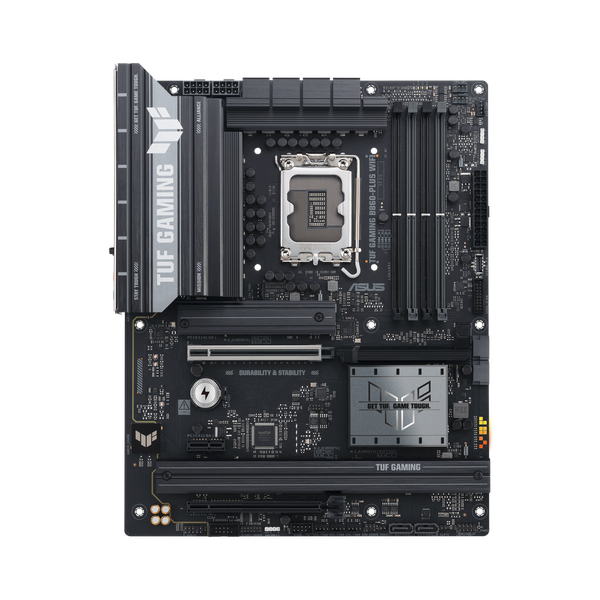Asus TUF GAMING B860-PLUS WiFi Motherboard, LGA 1851 Socket, ATX Form Factor, DDR5 Ram, PCIe 5.0 With SafeSlot Core+, Wi-Fi 7, Bluetooth v5.4, HDMI, DisplayPort, Thunderbolt 4, Realtek 2.5 GB Ethernet With TUF LANGuard, Aura Sync, 1 Year Warranty |