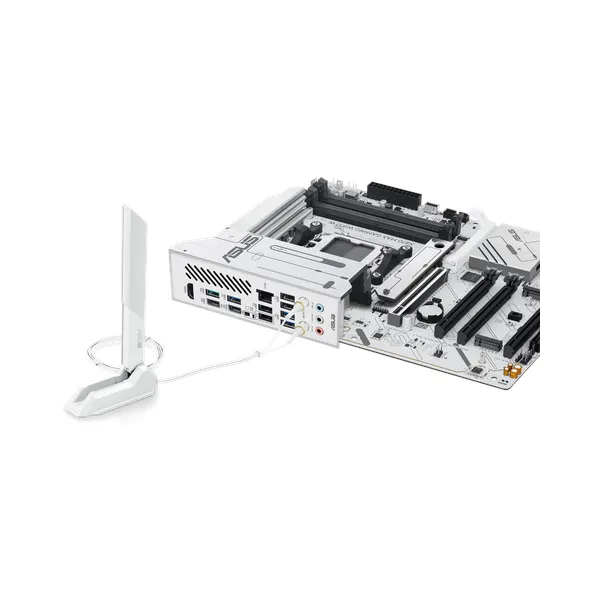 لوحة أم للألعاب Asus X870 MAX GAMING WiFi، مقبس AM5، عامل الشكل ATX، ذاكرة DDR5، منفذ PCIe 5.0 مع SafeSlot Core+، واي فاي 7، بلوتوث v5.4، HDMI، ثندربولت 4، إيثرنت Intel 2.5 جيجابت مع Asus LANGuard، Aura Sync، أبيض، ضمان لمدة عام | 90MB1LZ0-M0EAY0