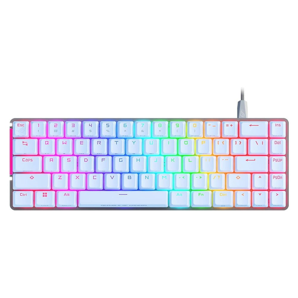 Asus ROG Falchion Ace 65% AR GB Engilsh & Arabic Mechanical Gaming Keyboard, Wired Dual USB-C Ports, ROG NX Mechanical Switches (Red - Linear & Swift), Anti-Ghosting with N Key Rollover, Interactive Touch Panel, 1000Hz Polling Rate, White, 1 Year