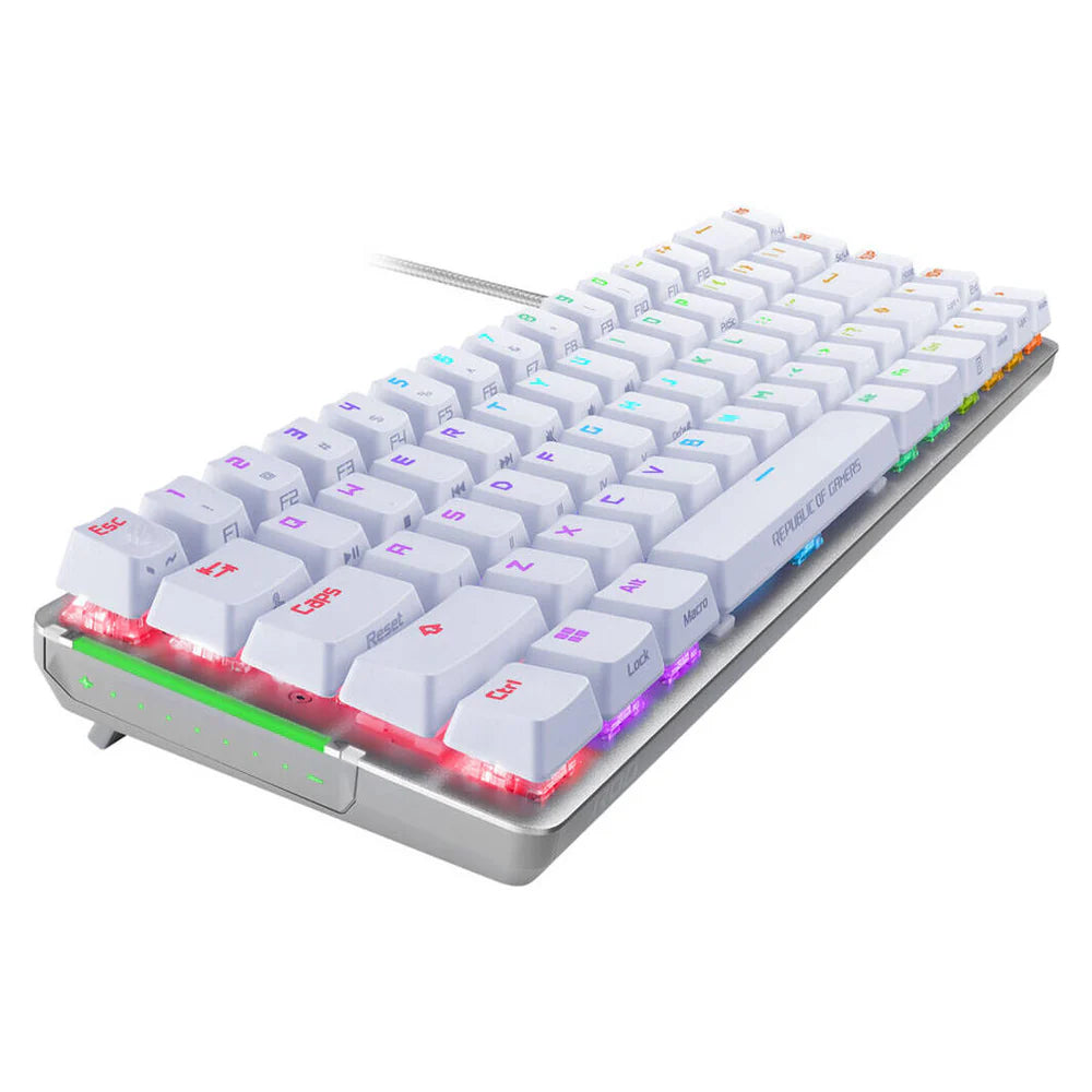 Asus ROG Falchion Ace 65% AR GB Engilsh & Arabic Mechanical Gaming Keyboard, Wired Dual USB-C Ports, ROG NX Mechanical Switches (Red - Linear & Swift), Anti-Ghosting with N Key Rollover, Interactive Touch Panel, 1000Hz Polling Rate, White, 1 Year
