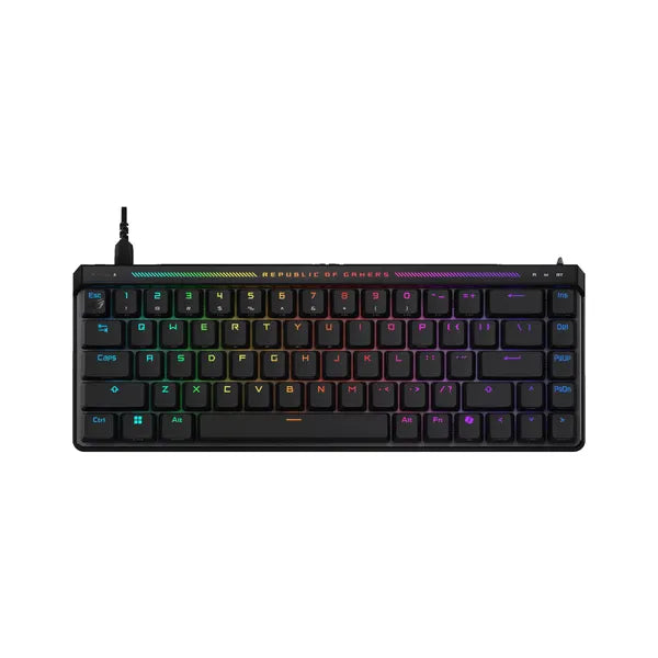 Asus ROG Falchion RX 65% Low Profile AR GB Engilsh & Arabic Mechanical Gaming Keyboard, Tri-Mode Connectivity, ROG RX Low-Profile Red Switches, Anti-Ghosting with N Key Rollover, 1000Hz Polling Rate, Black, 1 Year Warranty | 90MP03VE-BKCA00