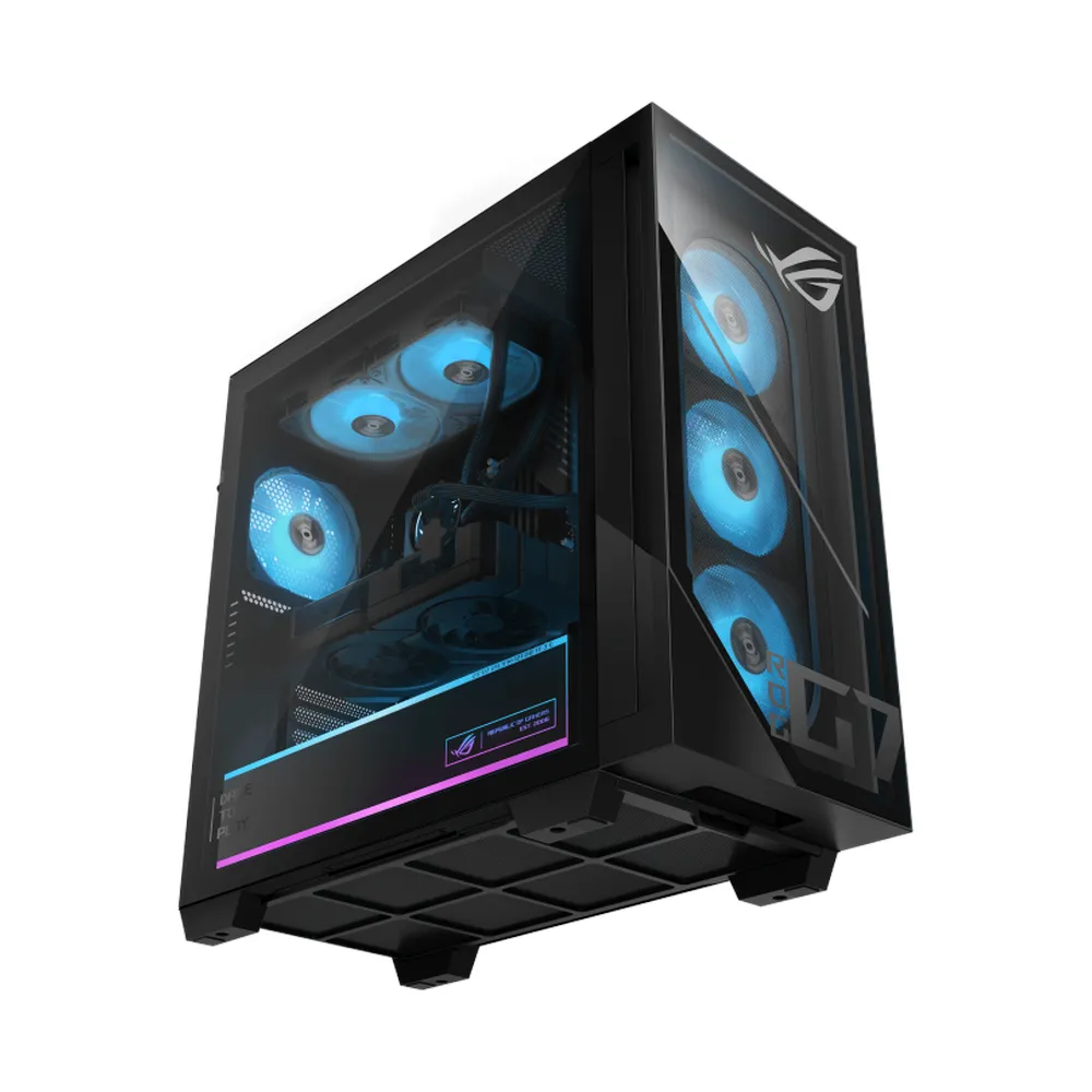 كمبيوتر مكتبي Asus ROG Strix Tower، معالج AMD Ryzen 9-9950X3D، ذاكرة 64GB، قرص SSD سعة 2TB، كرت شاشة AMD Radeon RX 9070 XT بسعة 16GB، Liquid Cooler، مع لوحة مفاتيح وماوس RGB Gaming، Windows 11 Home، ضمان سنتين | GM700TZ-R9950X009W