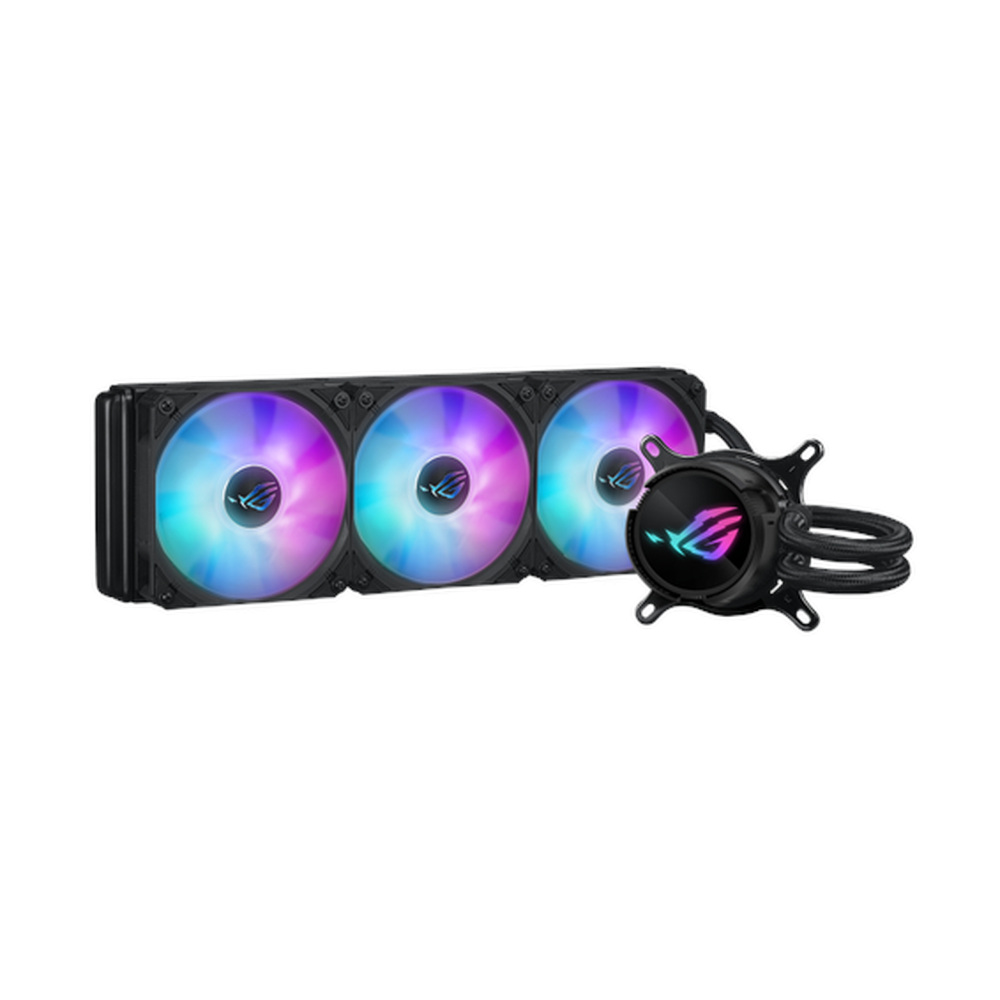 Asus ROG Strix LC III 360 ARGB AIO Liquid Cooler, 360° Rotatable Water Block, Supports Intel, AMD Sockets, Black, 1 Year Warranty | 90RC00T1-M0UAY0