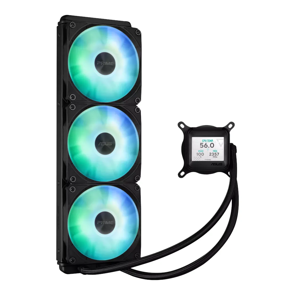 Asus Prime LC 360 ARGB Liquid Cooler, 2.3' LCD Display, Supports Intel, AMD Sockets, Aura Sync, Black, 1 Year Warranty | 90RC00Z1-B0EAY0