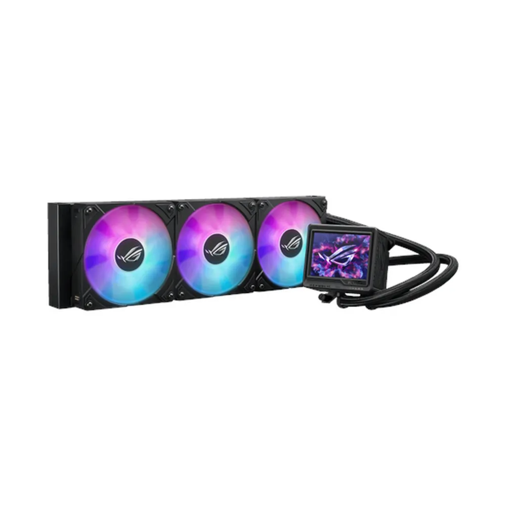 Asus ROG Ryujin III 360 ARGB Extreme AIO Liquid Cooler, 3.5" Full Color LCD Display, Supports Intel, AMD Sockets, Black, 1 Year Warranty | 90RC0131-M0EAY0
