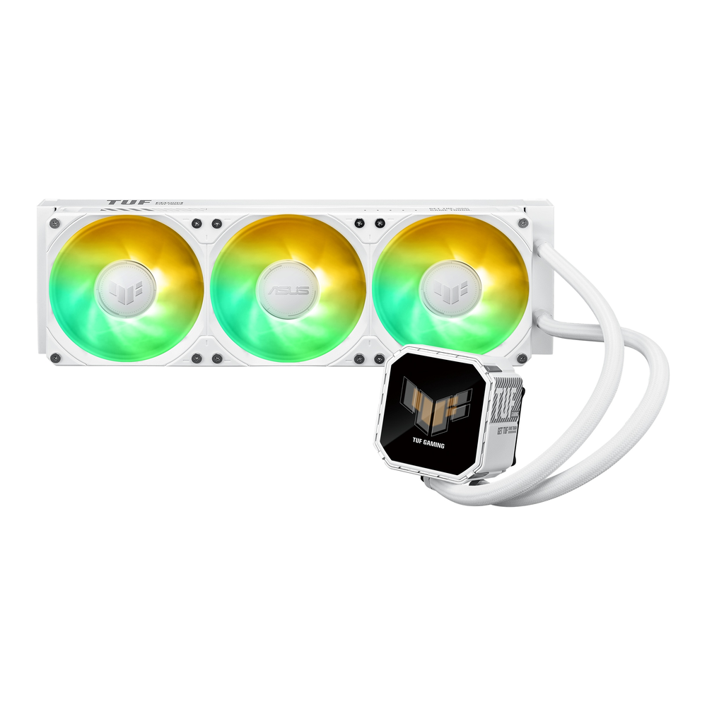 Asus TUF Gaming LC III 360 ARGB Liquid Cooler, Four-Pole Design Pump, 2.8" IPS Display, Supports Intel, AMD Sockets, White, 1 Year Warranty | 90RC01A2-B0EAY0