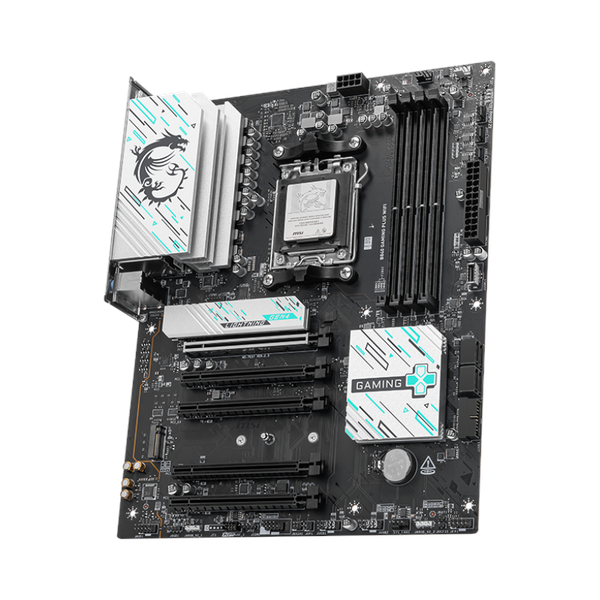 لوحة أم للألعاب Msi B840 Gaming Plus WiFi، مقبس AM5، عامل الشكل ATX، ذاكرة وصول عشوائي DDR5، منفذ PCIe 4.0، واي فاي 7، بلوتوث 5.4، منفذ USB بسرعة 10 جيجابت في الثانية، شبكة LAN بسرعة 2.5 جيجابت، ضمان سنة واحدة | 911-7E57-002