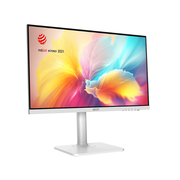 شاشة MSI 9S6-3PA59H-094 Modern MD2412PW بحجم 24 بوصة ودقة FHD (1920 × 1080)، زمن استجابة 1 مللي ثانية، 100 هرتز، HDMI، USB-C، قابلية تعديل الارتفاع/الإمالة/الدوران/المحور، بيضاء، ضمان سنة واحدة | 9S6-3PA59H-094