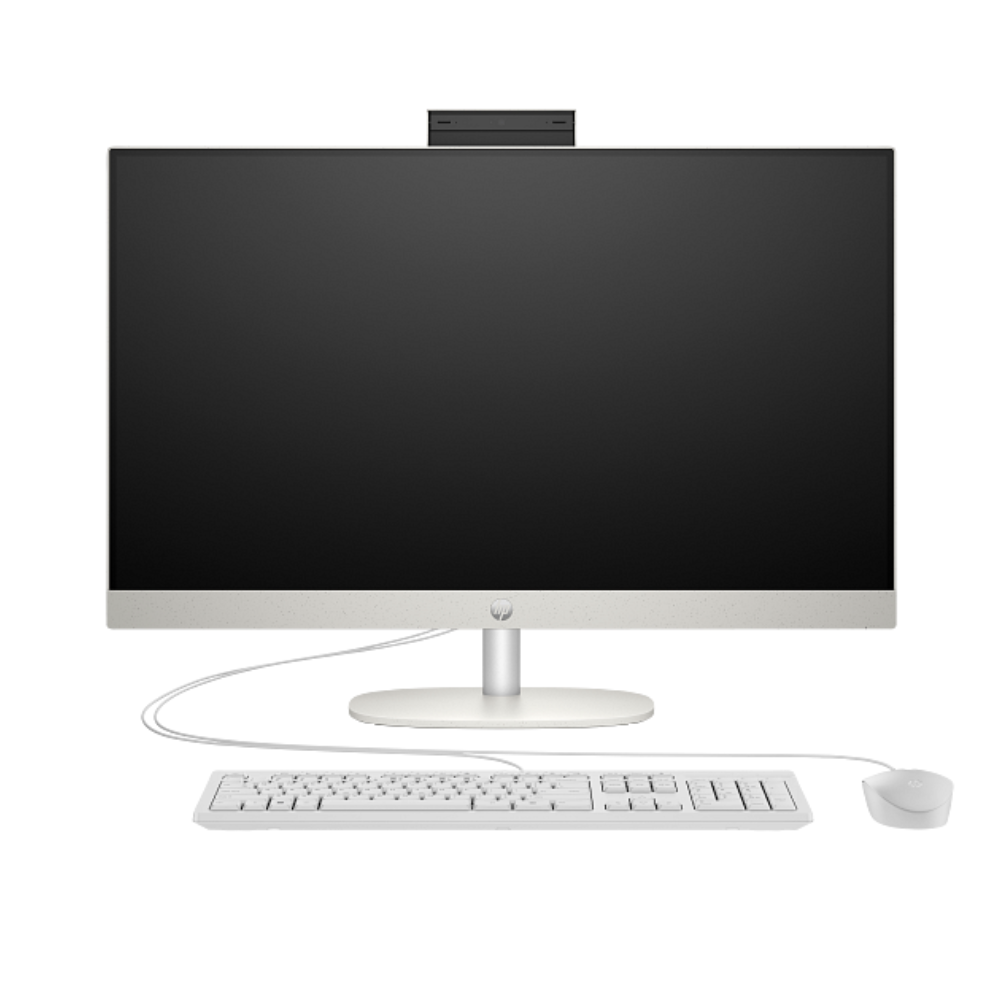 جهاز كمبيوتر مكتبي الكل في واحد HP 27-cr0156nh – معالج Intel Core i7-1355U، ذاكرة وصول عشوائي 8 جيجابايت، قرص صلب SSD سعة 512 جيجابايت، شاشة FHD مقاس 27 بوصة (1920 × 1080)، نظام تشغيل DOS، لون أبيض صدفي، لوحة مفاتيح إنجليزية، ضمان لمدة سنة واحدة | A9VA3EA