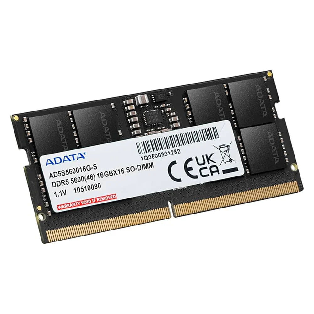 ADATA SO-DIMM Memory Module، 16GB (1x16GB)، DDR5 DRAM، 5600 MT/s، ضمان سنة واحدة | AD5S560016G-S