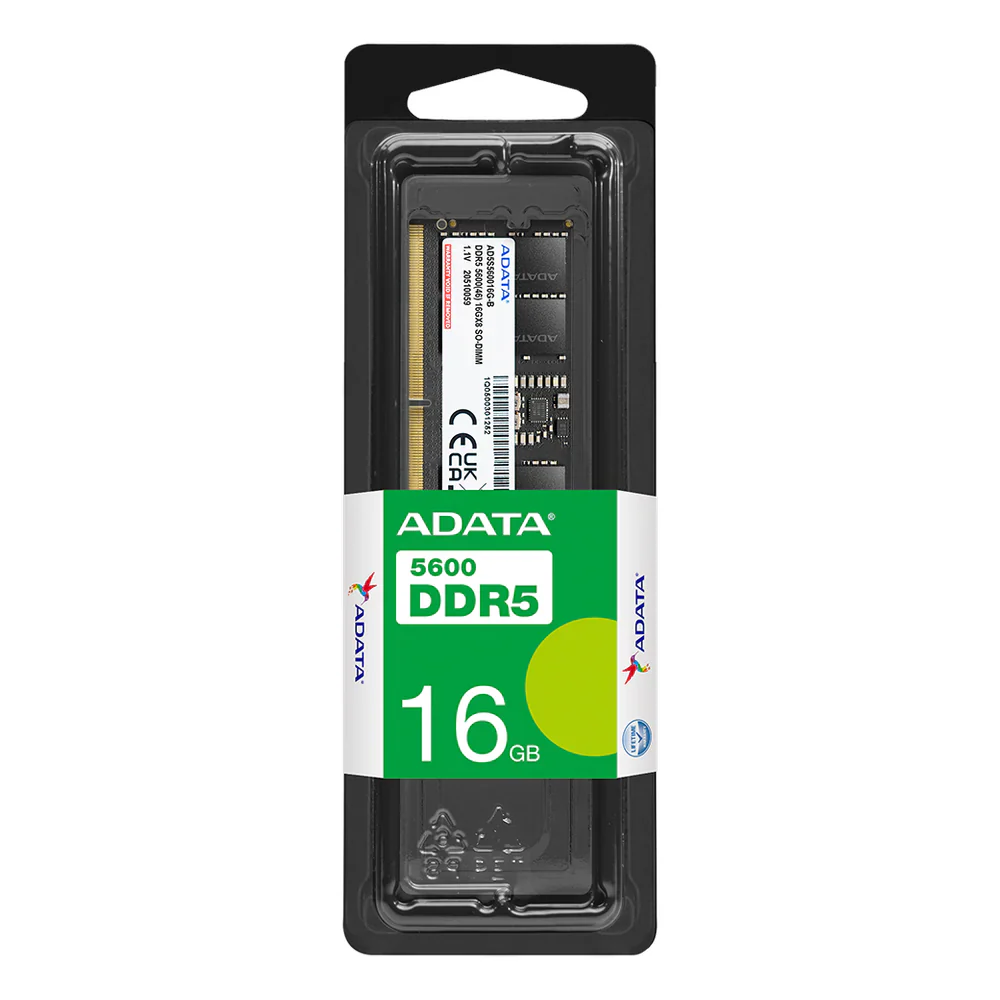 ADATA SO-DIMM Memory Module، 16GB (1x16GB)، DDR5 DRAM، 5600 MT/s، ضمان سنة واحدة | AD5S560016G-S
