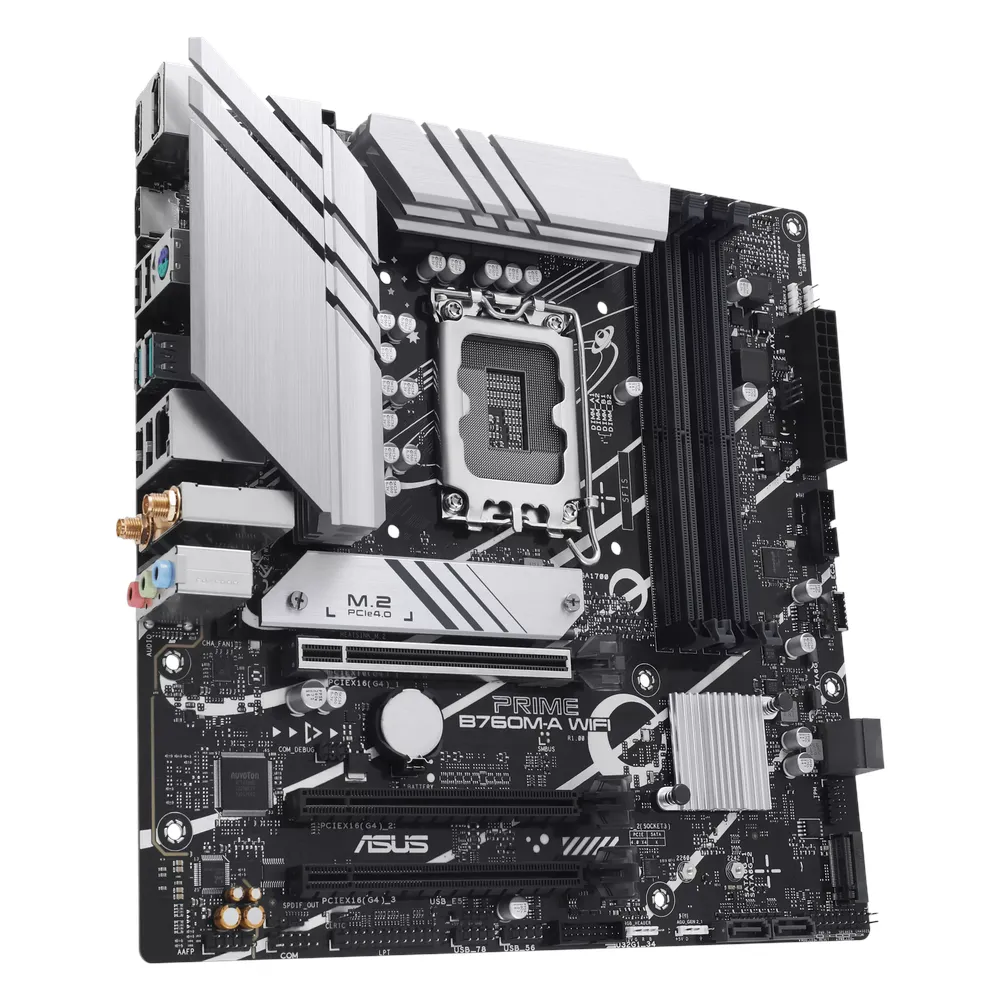 لوحة أم للألعاب Asus PRIME B760M-A Gaming WiFi، مقبس LGA1700، عامل الشكل mATX، ذاكرة وصول عشوائي DDR5، وواجهة PCIe 4.0، وHDMI، وDP، ومنفذ إيثرنت Realtek 2.5 جيجابت، ومزامنة Aura Sync، ضمان لمدة عام واحد | 90MB1EL0-M1EAY0