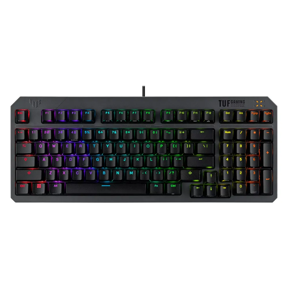 لوحة مفاتيح ألعاب Asus RA07 TUF Gaming K3 Gen II Mechanical، Wired-USB، Per Key Customizable RGB LED Lighting، Optical-Mechanical RGB Switches، مانع للتداخل مع N-Key Rollover، معدل استجابة 1000 Hz، أسود، ضمان سنة واحدة | 90MP0390-BKCA00