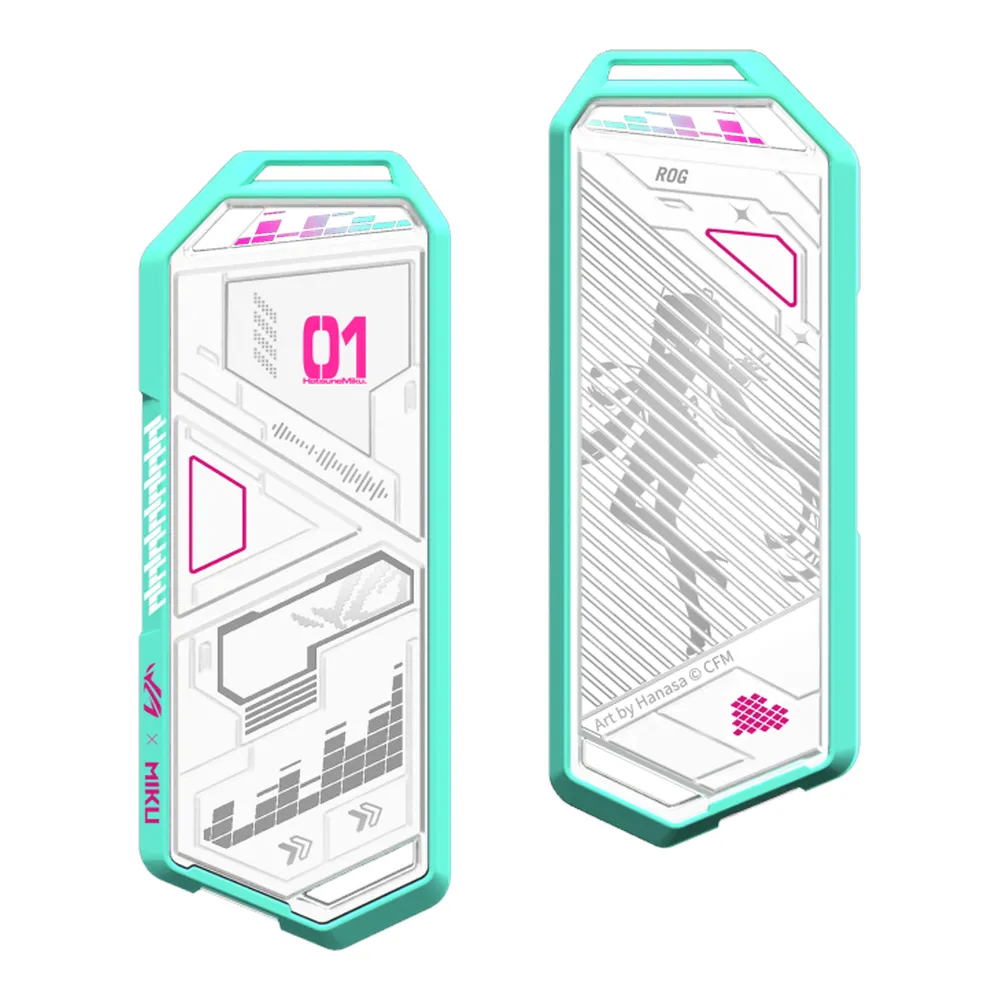 Asus ROG Strix Arion Hatsune Miku Edition SSD Enclosure, USB3.2 Gen 2, Transfer Speeds Up To 10 Gbps, Supports M.2 PCIe NVM Express SSD, R-Hook Included, Aura Sync Lighting Effects, White/Hatsune Miku's Signature, 1 Year Warranty | 90DD02H1-M09010