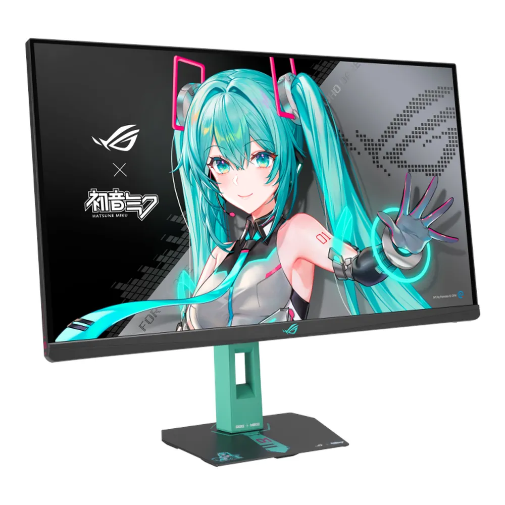 شاشة ألعاب Asus ROG Strix XG27ACMEG-G Hatsune Miku Edition، دقة 27" QHD (2560 x 1440)، 260Hz، شاشة مضادة للانعكاس، 1ms (GTG) Response Time، USB-C، HDMI، DisplayPort، حامل قابل للإمالة والدوران وتعديل الارتفاع، Adaptive Sync Compatible، Black/Hatsune
