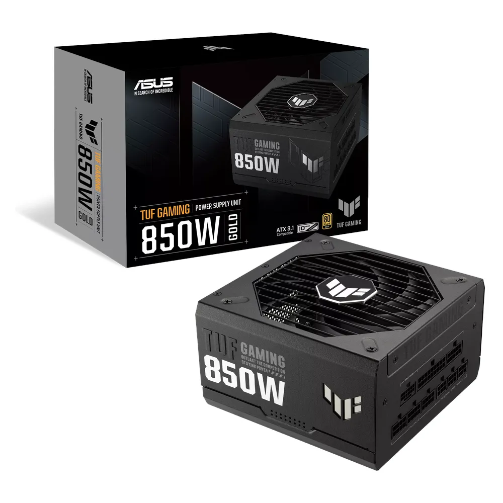 Asus TUF Gaming 850W Gold Power Supply, 850W, Fully Modular, ATX Form Factor, Axial-Tech Fan Design, Etched Cables, 1 Year Warranty | 90YE00S2-B0NA00