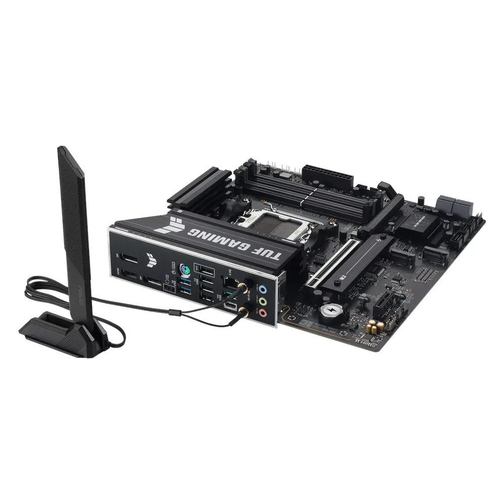 Asus TUF Gaming B850M-E WiFi Motherboard, AM5 Socket, mATX Form Factor, DDR5 Ram, PCIe 5.0 With SafeSlot Core+, Wi-Fi 6E, Bluetooth v5.4, HDMI, DisplayPort, Realtek 2.5Gb Ethernet With Asus LANGuard, Aura Sync, 1 Year Warranty | 90MB1LS0-M0EAY0