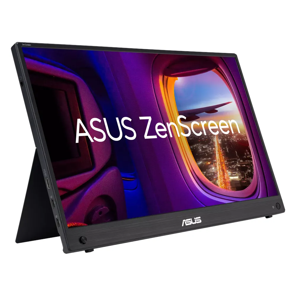 شاشة محمولة Asus ZenScreen MB16AHG مقاس 15.6 بوصة بدقة FHD (1920 × 1080)، ومعدل تحديث 144 هرتز، ومضادة للتوهج، وزمن استجابة 1 مللي ثانية (رمادي إلى رمادي)، ومنفذ USB-C، ومنفذ Mini HDMI، وحامل قابل للتعديل بالإمالة، لون أسود، ضمان 3 سنوات | MB16AHG