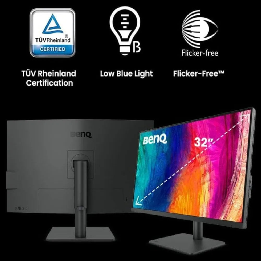 شاشة مصممين بينكيو PD3205U USB-C، مقاس 32 بوصة بدقة 4K (3840 x 2160)، 60 هرتز، مضادة للتوهج، زمن استجابة 5 مللي ثانية، HDMI، DP، USB-C، حامل قابل للتعديل بالكامل، ضمان سنة واحدة | 9H-LKGLA-TBP