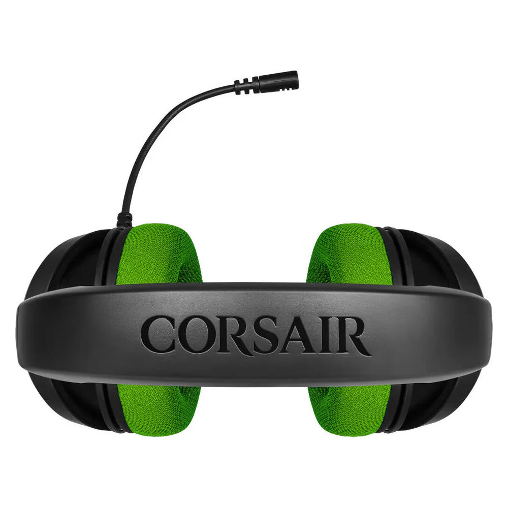 Corsair HS35 Stereo Gaming Headset, 50mm Neodymium Drivers, Memory Foam Ear Cups, Detachable Noise-Cancelling Microphone, Green, 1 Year Warranty | CA-9011195-EU