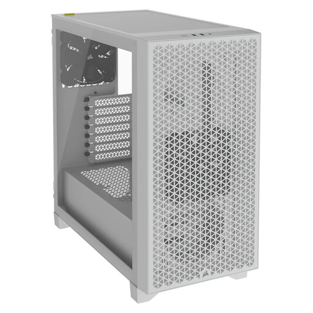 Corsair 3000D AIRFLOW Mid-Tower ATX Case, Tempered Glass Side Window, 2 x SP120 Fans, 360mm GPU Support, USB 3.2 Gen 1, White, 1 Year Warranty | CC-9011252-WW