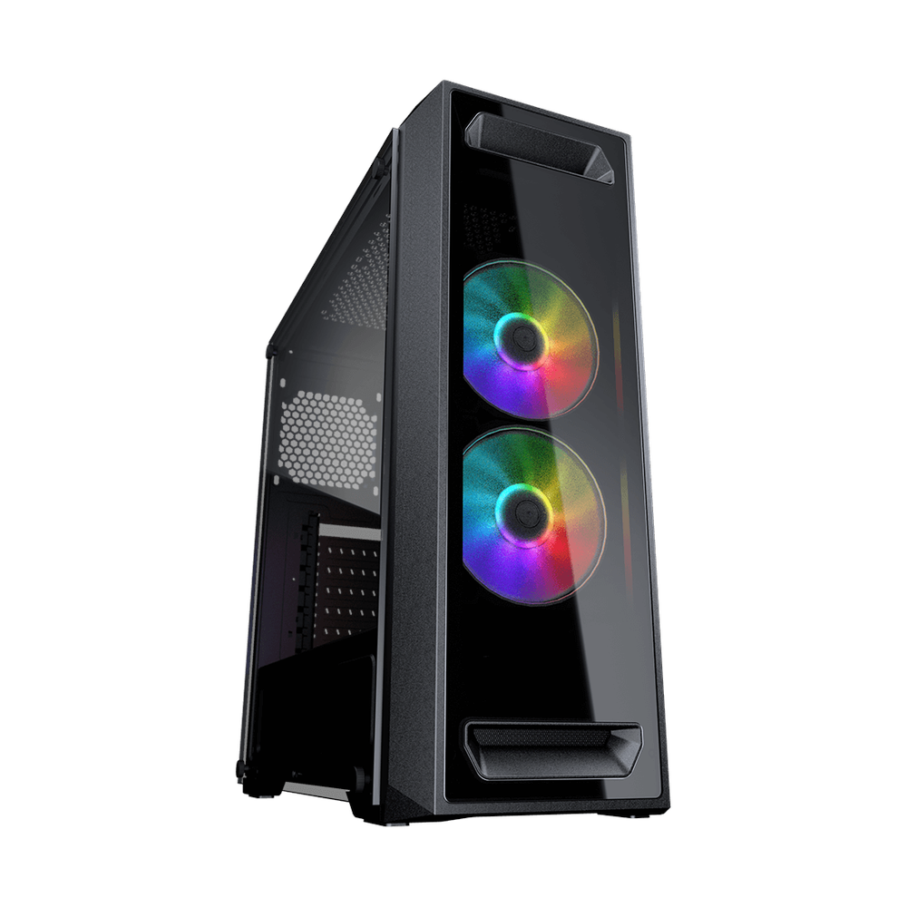 Cougar MX350 R GB ATX PC Case, Tempered Glass Side Panel, 2 x 120mm COUGAR R GB Fans, 350mm GPU Support, USB 3.0, Black, 1 Year Warranty | CGR-5NM1B-R GB