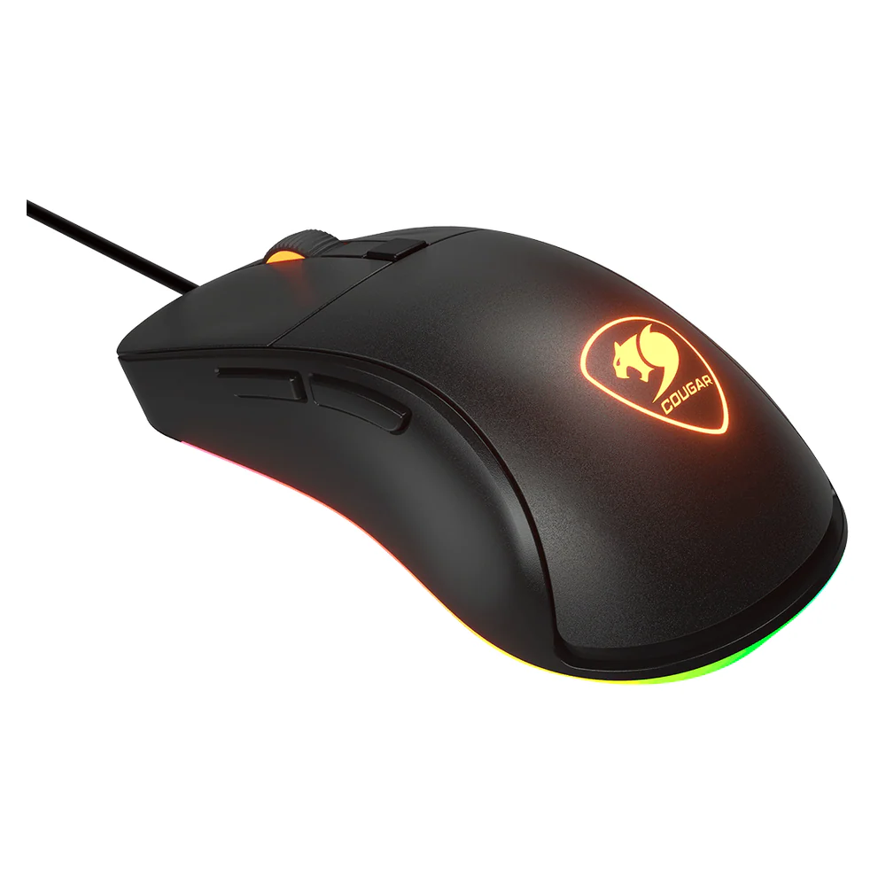 Cougar Surpassion Optical Wired R GB Gaming Mouse, 6400 DPI PAW3309 Optical Gaming sensor, 1000 Hz Polling Rate, 20M Gaming Switch, 6 Programmable Buttons, Ergonomic, Right-Handed Design, Black, 1 Year Warranty | CGR-WOMB-SUR