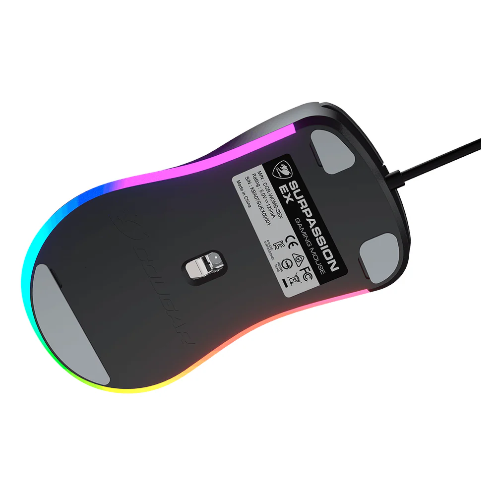 Cougar Surpassion Optical Wired R GB Gaming Mouse, 6400 DPI PAW3309 Optical Gaming sensor, 1000 Hz Polling Rate, 20M Gaming Switch, 6 Programmable Buttons, Ergonomic, Right-Handed Design, Black, 1 Year Warranty | CGR-WOMB-SUR