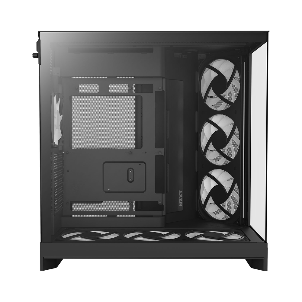 NZXT H9 Flow R GB Large Dual-Chamber Mid-Tower ATX Airflow Case, Dark Tinted Tempered Glass Side Window, 1 x F120Q (CV) Fan, 1 x F420 R GB Core Fan, Full-Size GPU Support, USB 3.2 Gen2x2, Black, 1 Year Warranty | CM-H92FB-R1