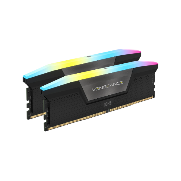 مجموعة ذاكرة Corsair Vengeance RGB، سعة 32 جيجابايت (2x16 جيجابايت)، DDR5 DRAM، بسرعة 6000 ميجابت/ثانية، CL-36، لون أسود، ضمان لمدة سنة | CMH32GX5M2E6000C36