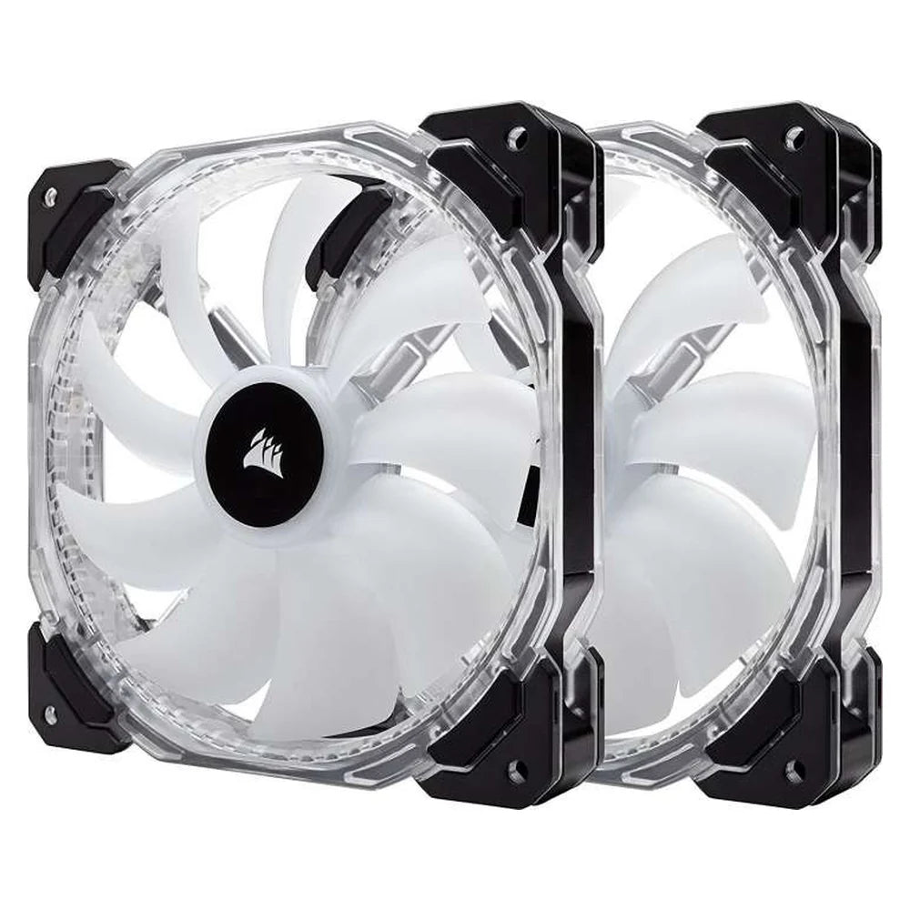 Corsair HD140 RGB LED High Performance 140mm PWM Case Fan, Twin Pack with Controller, Hydraulic Bearing, 600-1350 RPM, Black | CO-9050069-WW
