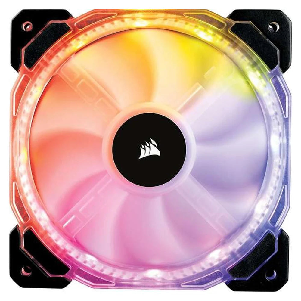 Corsair HD140 RGB LED High Performance 140mm PWM Case Fan, Twin Pack with Controller, Hydraulic Bearing, 600-1350 RPM, Black | CO-9050069-WW
