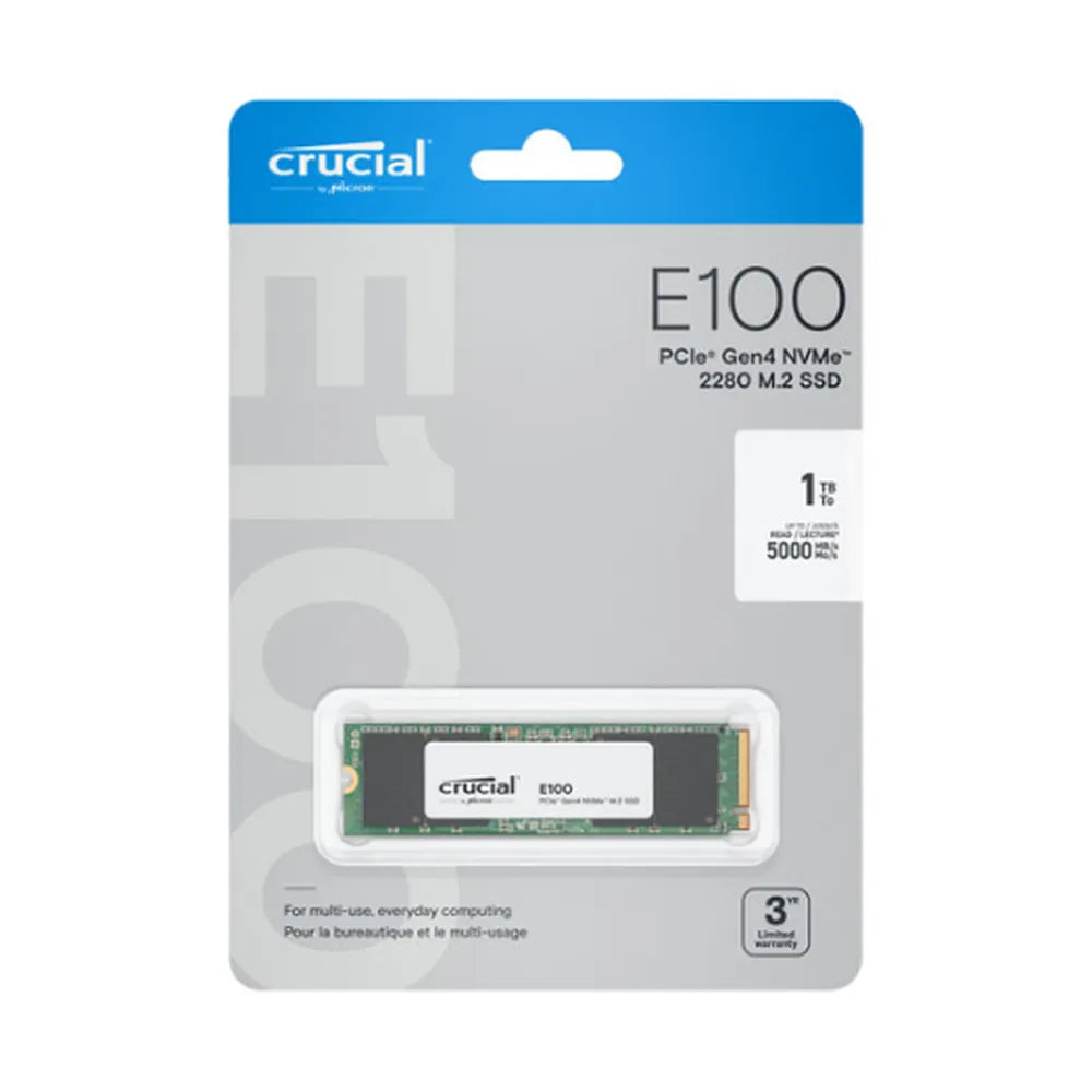 Crucial E100 1TB M.2 NVMe PCIe Gen4 SSD داخلي، ضمان سنة واحدة | CT1000E100SSD8