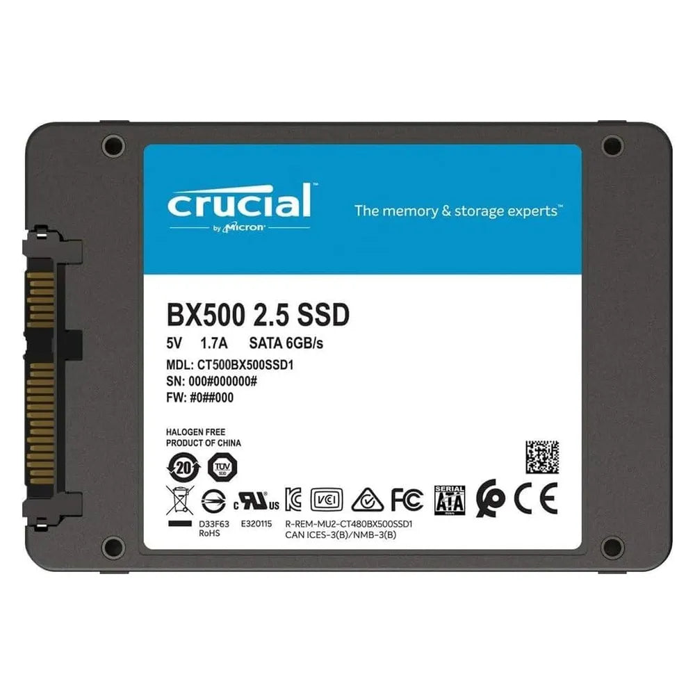 محرك أقراص صلبة SSD داخلي كرشيال BX500 سعة 500 جيجا بايت 3D ناند ساتا مقاس 2.5 بوصة، ضمان لمدة عام | CT500BX500SSD1