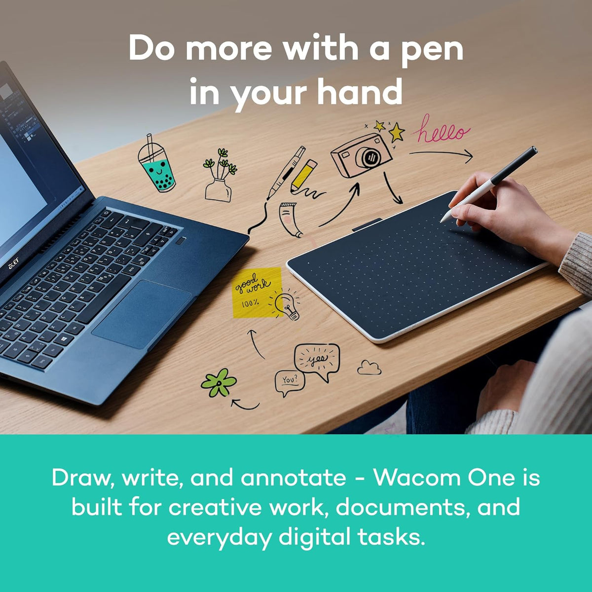 Wacom One Pen Tablet متوسط، ضمان سنة واحدة | CTC6110WLW1B